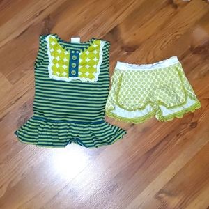 Green and blue boutique short set